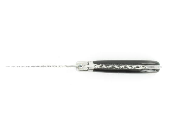 Laguiole Nature Guilloché Corne Noire Couteau de Poche - Laguiole par Fontenille Pataud
