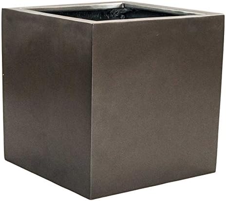 Elegant Einrichten Blumenkübel Fiberglas anthrazit metallic quadratisch 60x60x60cm