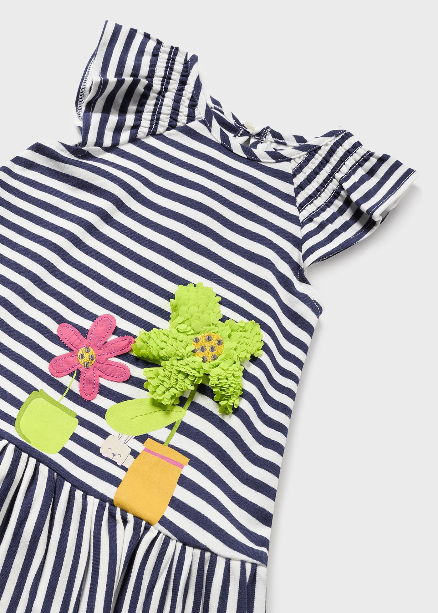 Vestido listrado de algodão sustentável para bebê