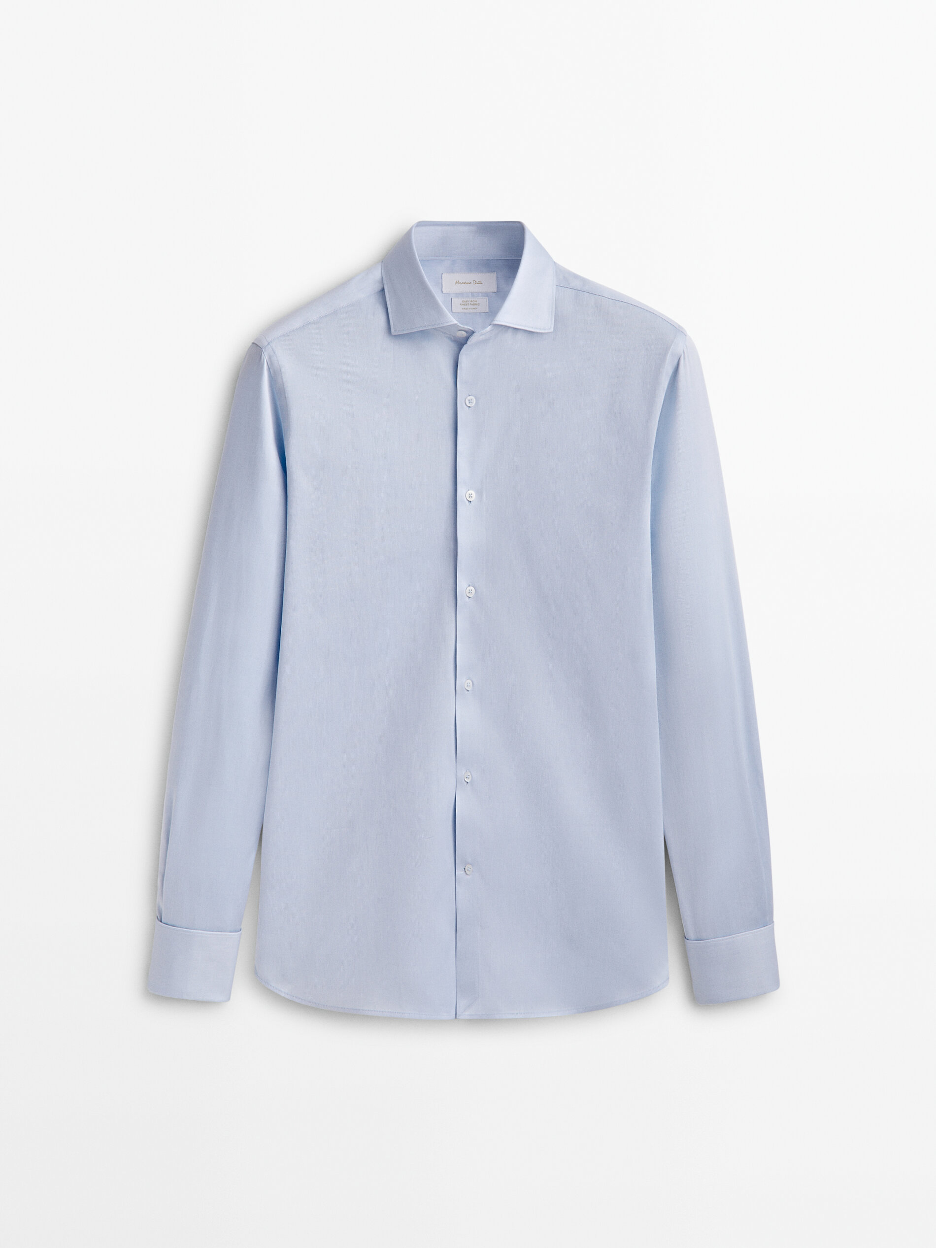 Camisa de corte regular com punho duplo - AZUL CLARO
