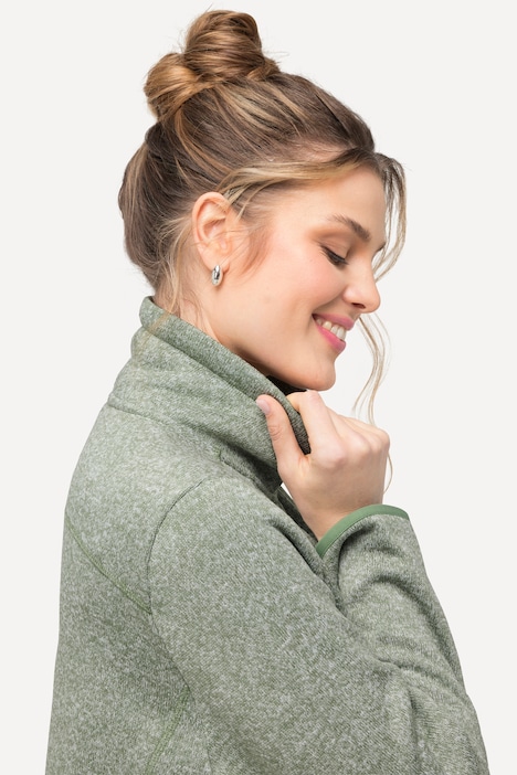 Strickfleece-Jacke, Rauten, Stehkragen, Zipptaschen