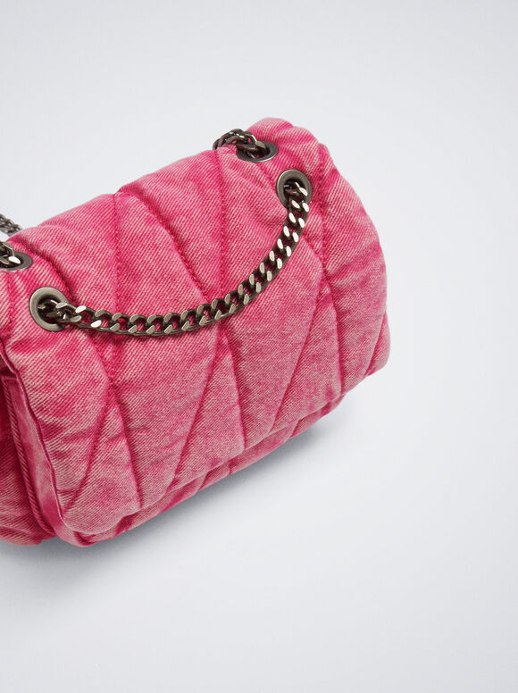 Bolsa de ombro em jeans - Rosa