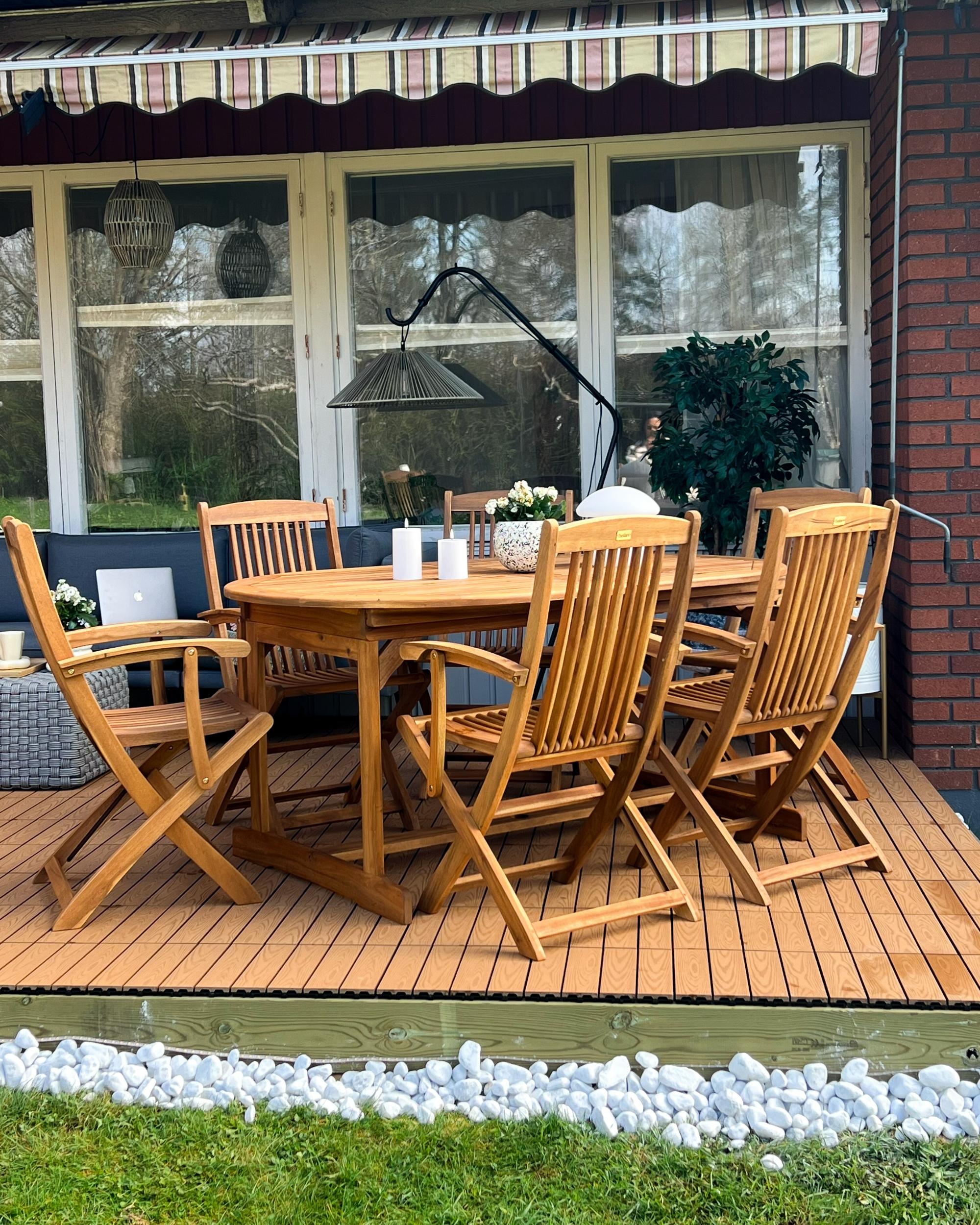 Tuinset 6-zits MAUI II met parasol (12 opties) Acaciahout Lichtbruin