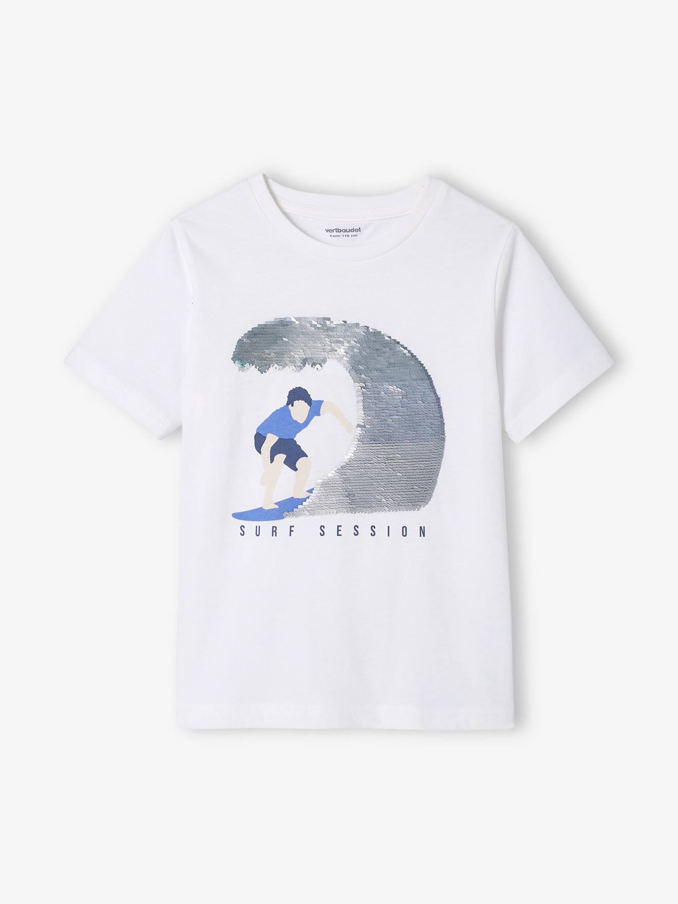 Camiseta de lantejoulas para meninos, cinza mesclado