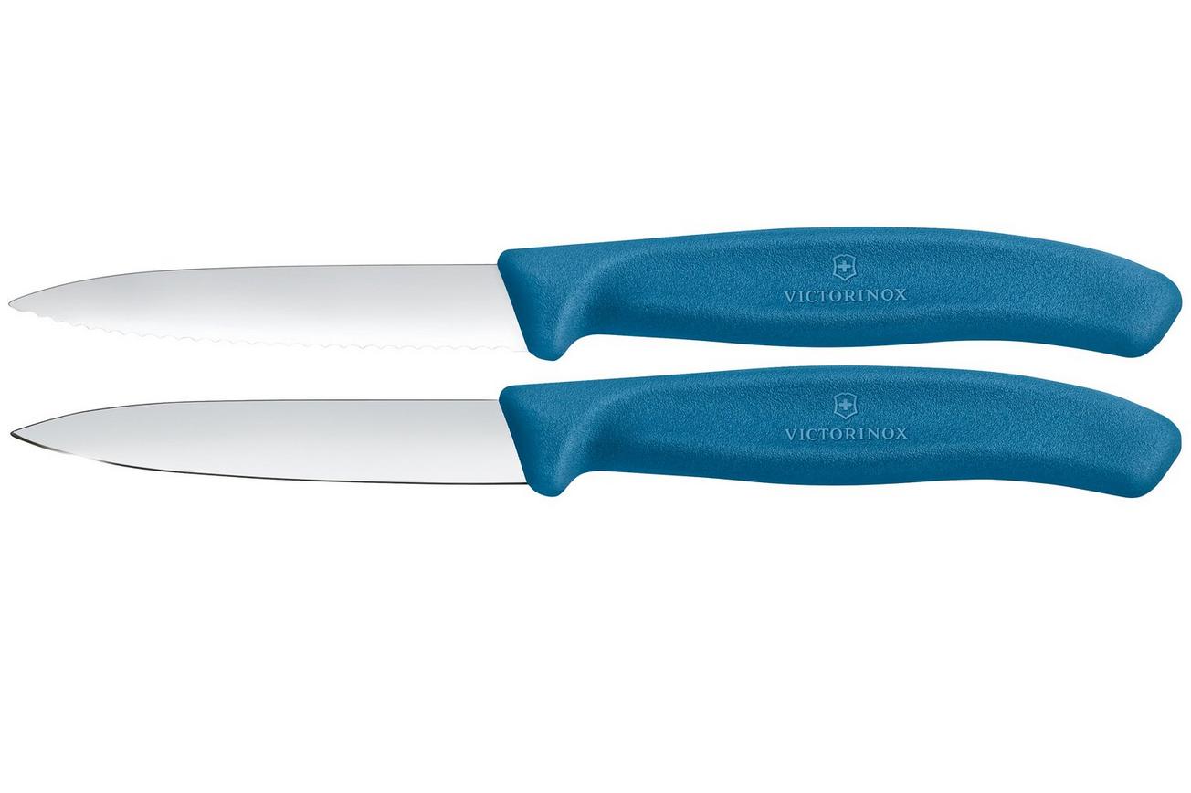 Victorinox Swiss Classic 6.7692.2C1 Straight/Wavy, Blue, set van 2 groentemesjes, 8 cm