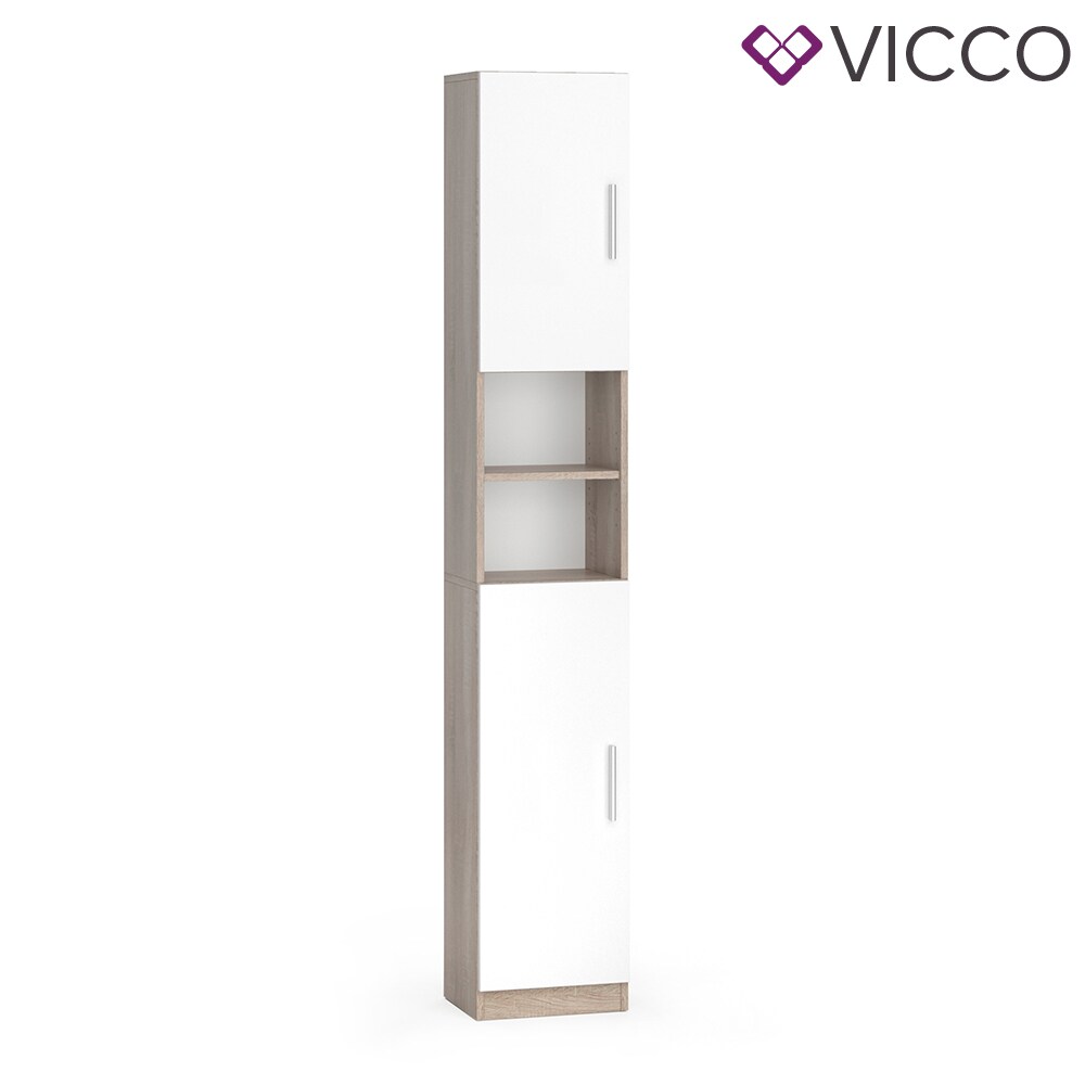 VICCO Anstellschrank LUIS Waschmaschinenschrank Badmöbel Badschrank Sonoma Weiß