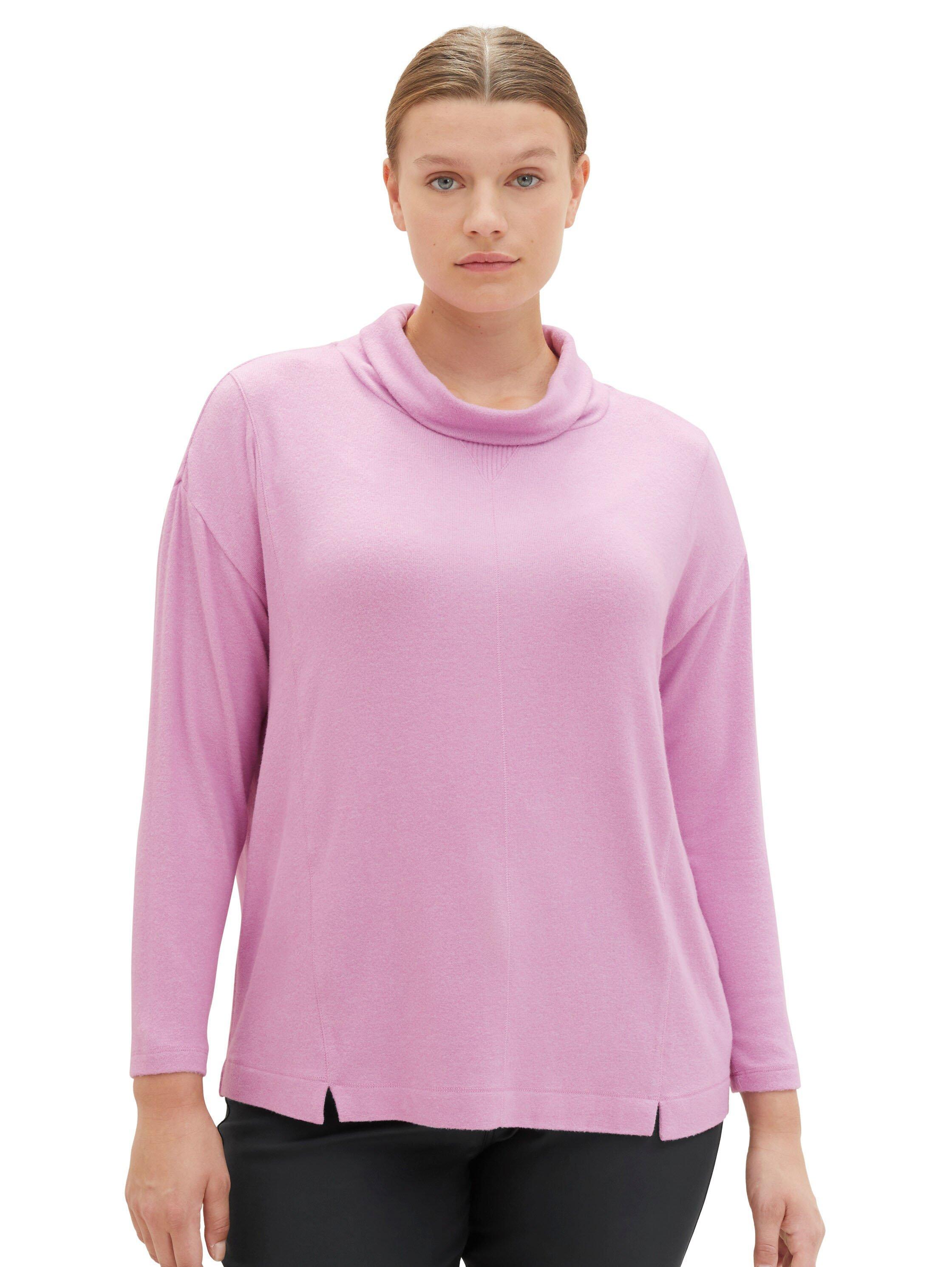 Meliertes Langarmshirt mit Rollkragen