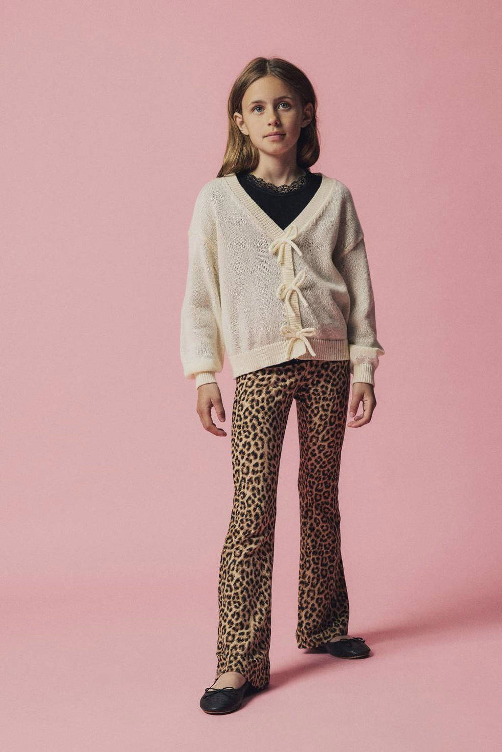NAME IT bootcut broek NKFNUNI met panterprint bruin/zwart