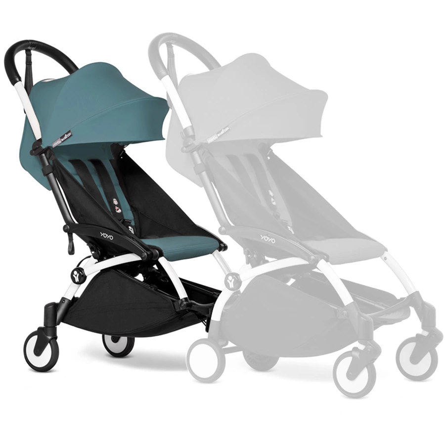 BABYZEN Kinderwagen YOYO 6+ connect White mit Textilset Aqua