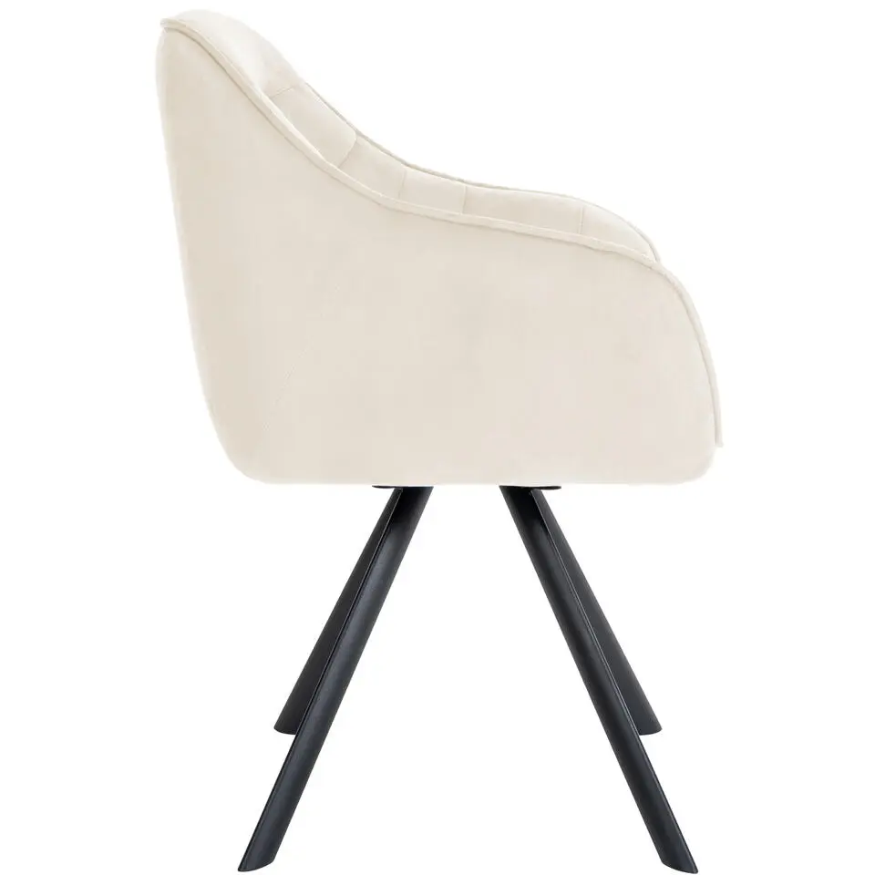 CLP Eetkamerstoel Russel zwart Frame - Fluweel - creme
