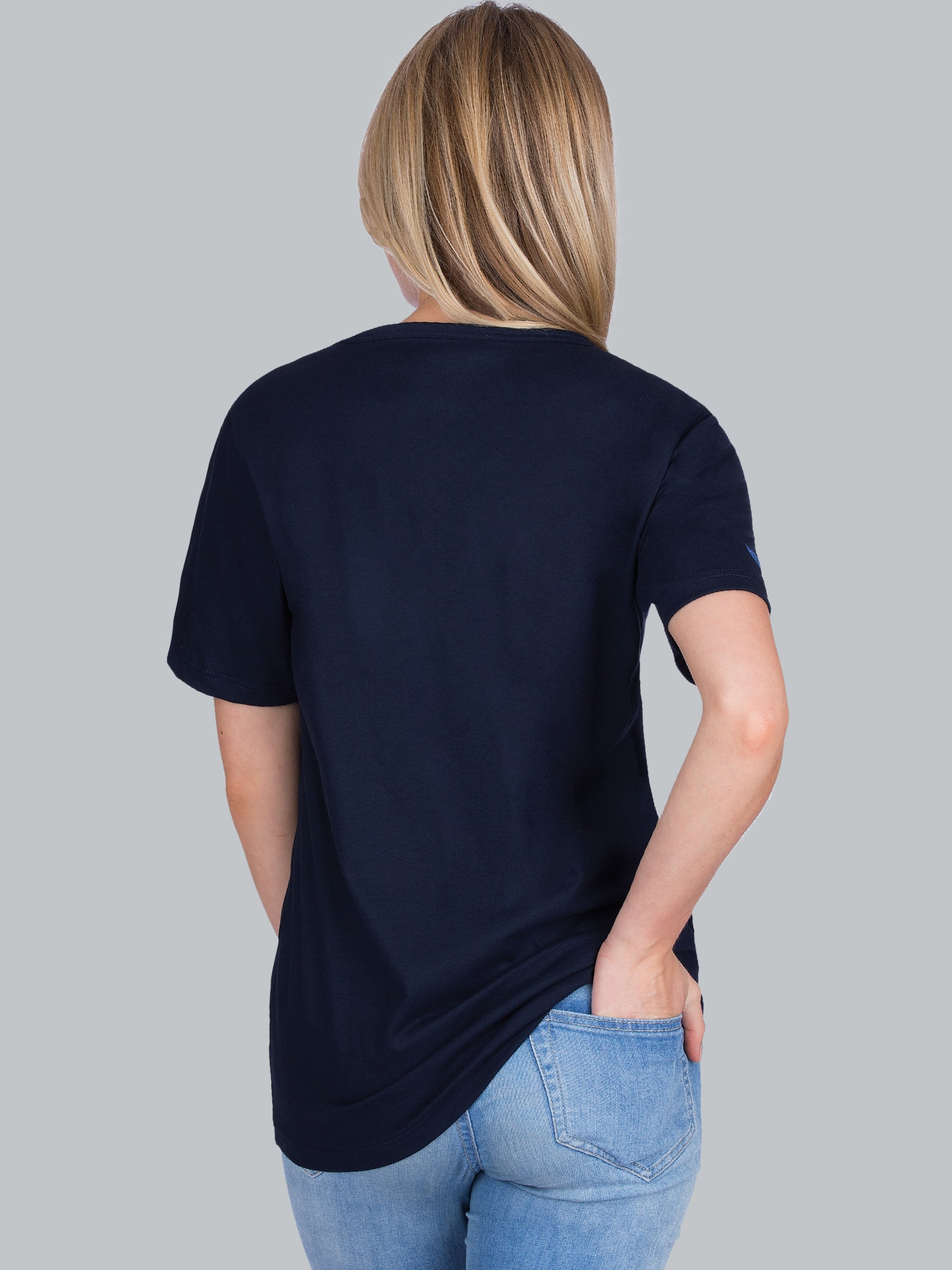 V-Shirt aus 100% Biobaumwolle Navy-C2C