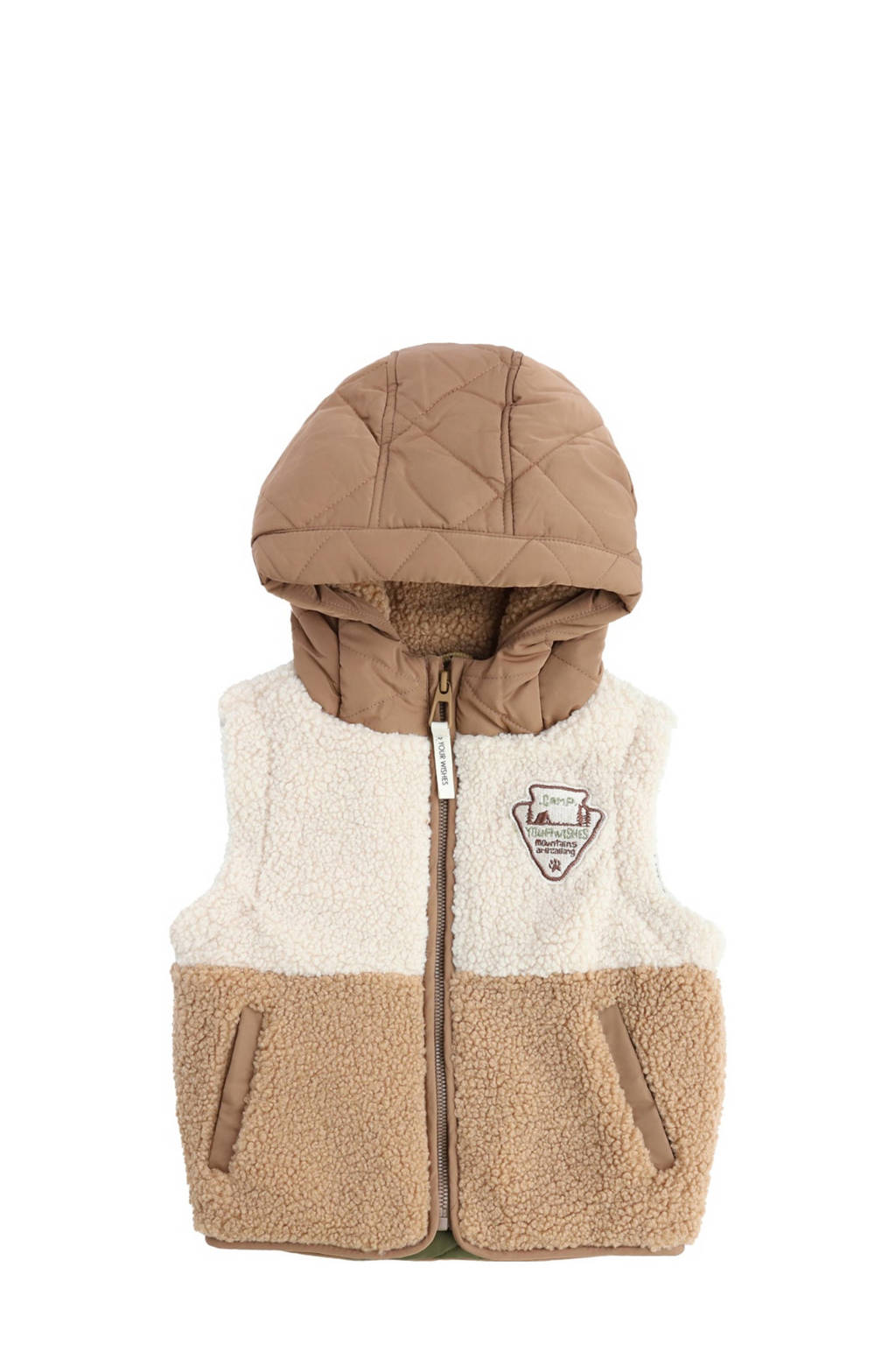 Your Wishes teddy jas Obi beige/groen/taupe