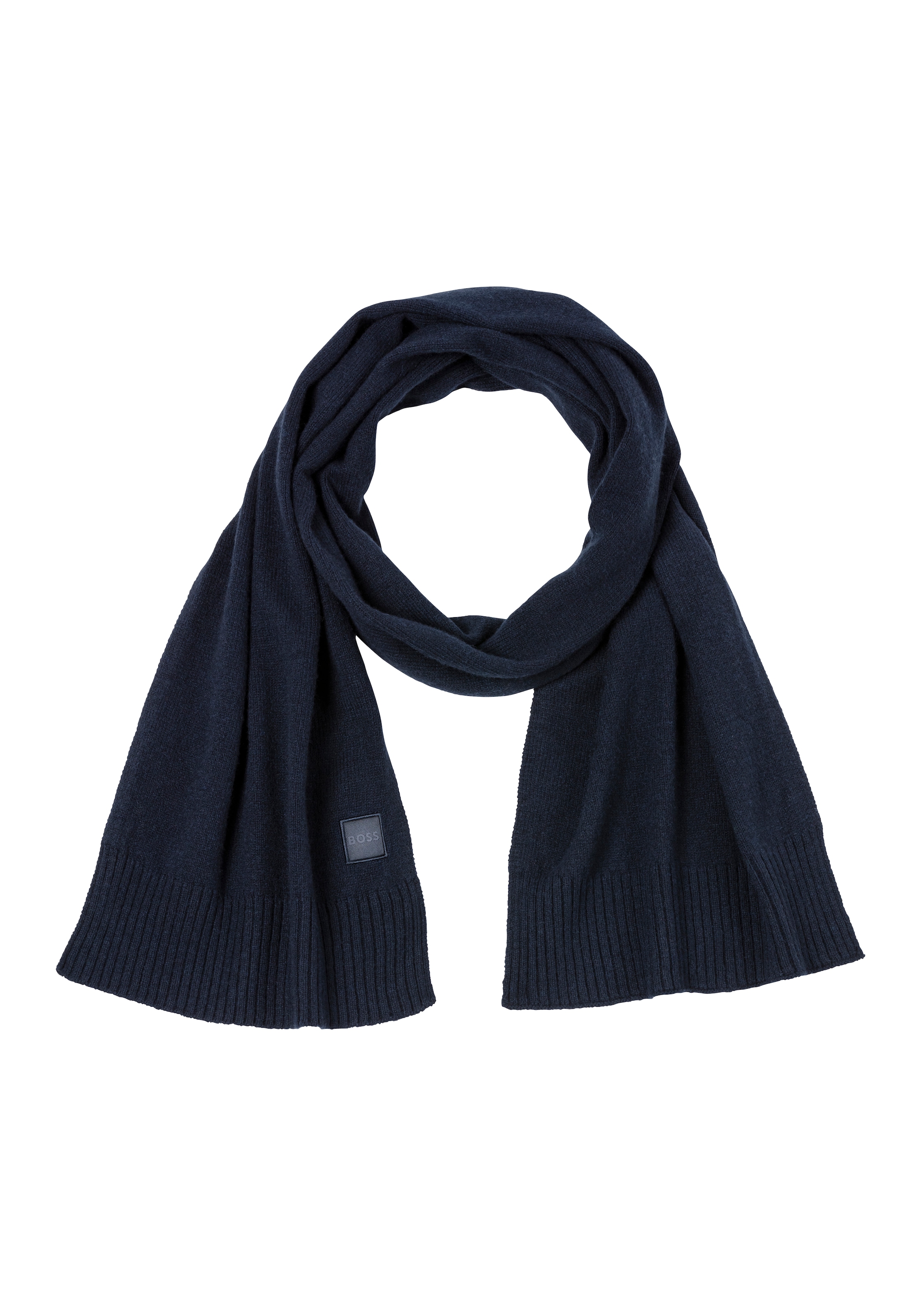 BOSS ORANGE Strickschal »Akaio_R_Scarf«, 50% Wolle Winterschal Wollschal Herbst Premium Mode