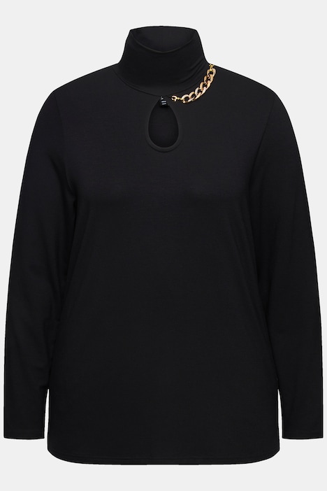 Shirt, Cut-Out, Kette, Stehkragen, Langarm