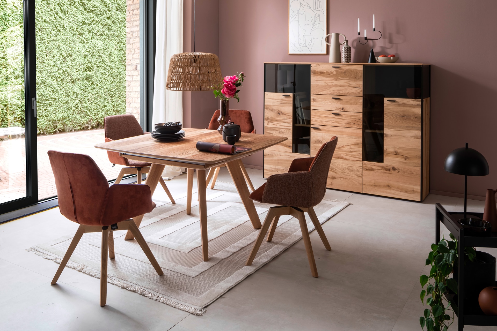 easy! by FHL Retrofit Pendelleuchte Macra beige 46x46cm H140cm