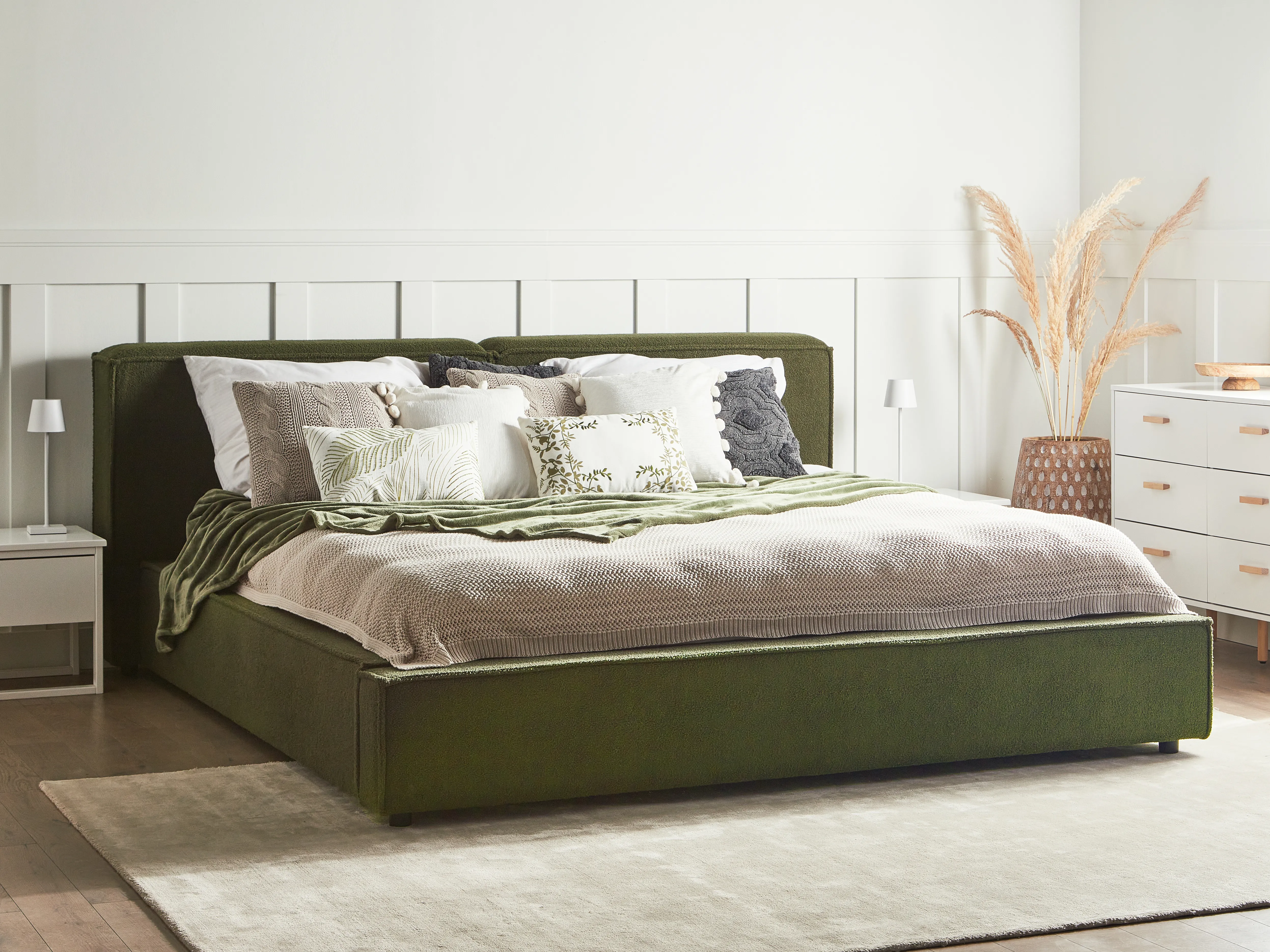 Waterbed Bouclé LINARDS 180 x 200 cm Donkergroen