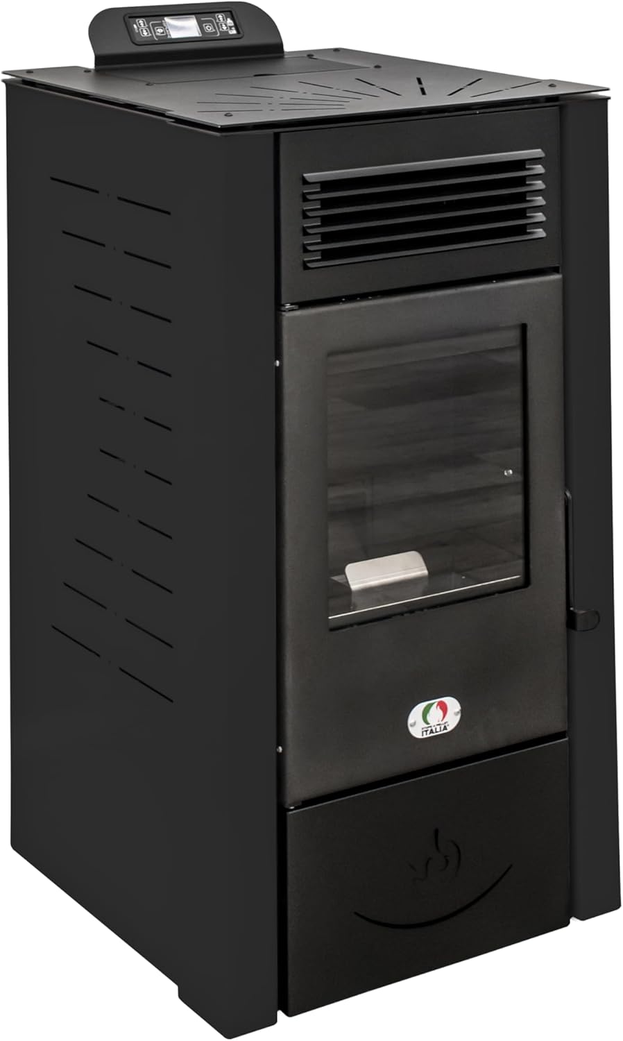 STUFE A PELLET ITALIA San Diego 12 Kw WiFi 5 Sterne | Pelletöfen Zertifizierte-Effizienz 91% Heizt 120m² Autonomie 15 Std 5 Kräfte WiFi-Steuerung Programmierbar 24 Monate Garantie Schwarz