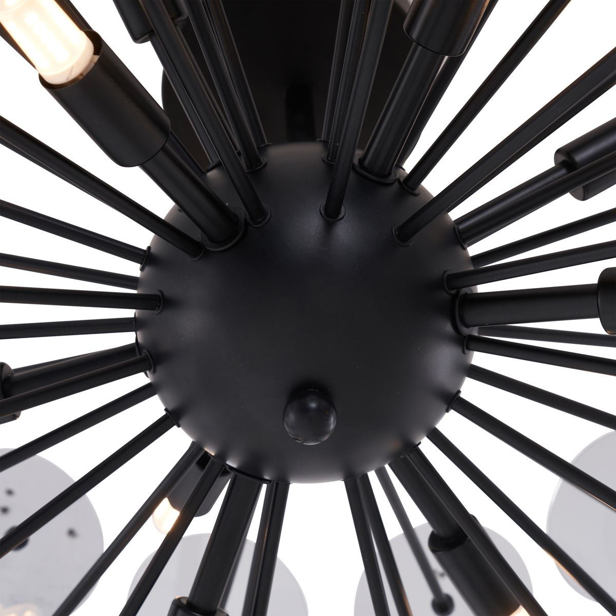 Art Deco plafondlamp zwart met smoke - Atomic