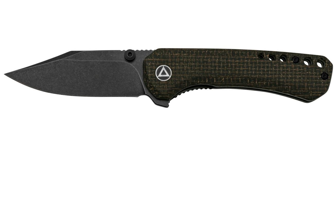 QSP Knife Kestrel QS145-A2 Blackwashed, Brown Micarta, zakmes