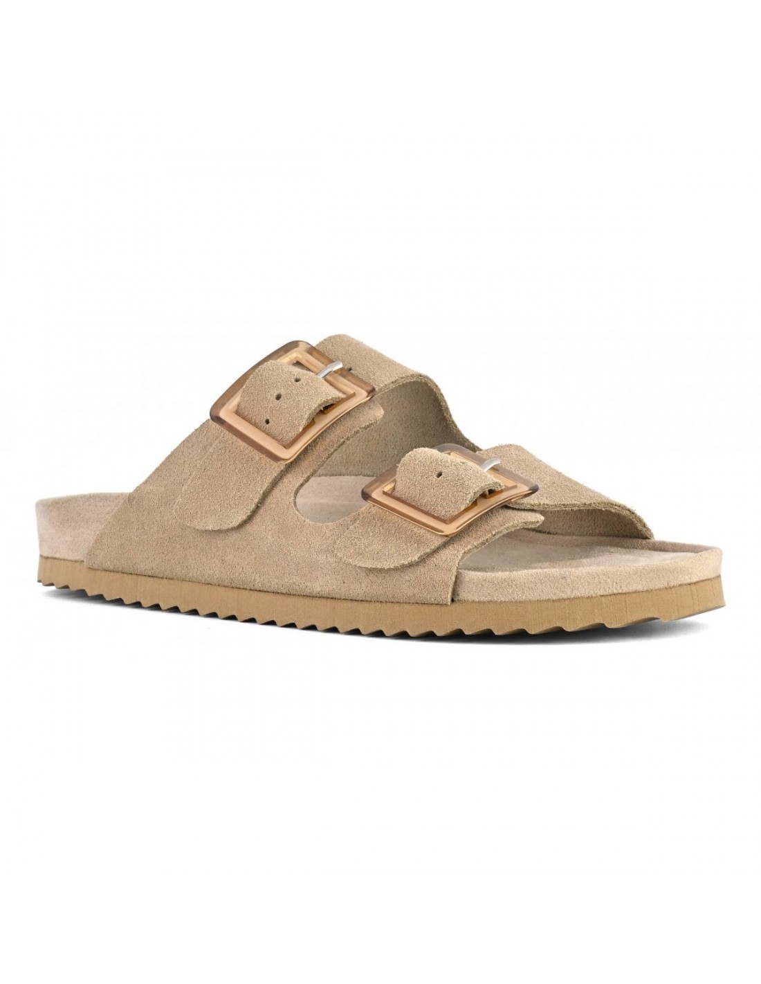 colors of california Mules Femme Bio Daim Beige 2 buckles