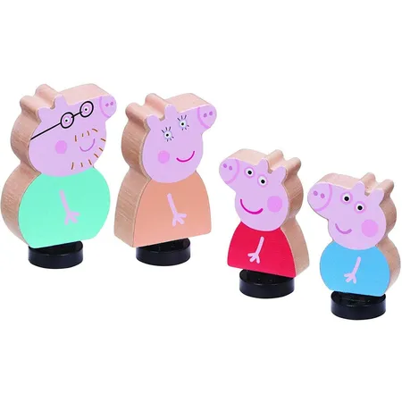 Boti Peppa Pig Holzfiguren 4er mit Holzbank