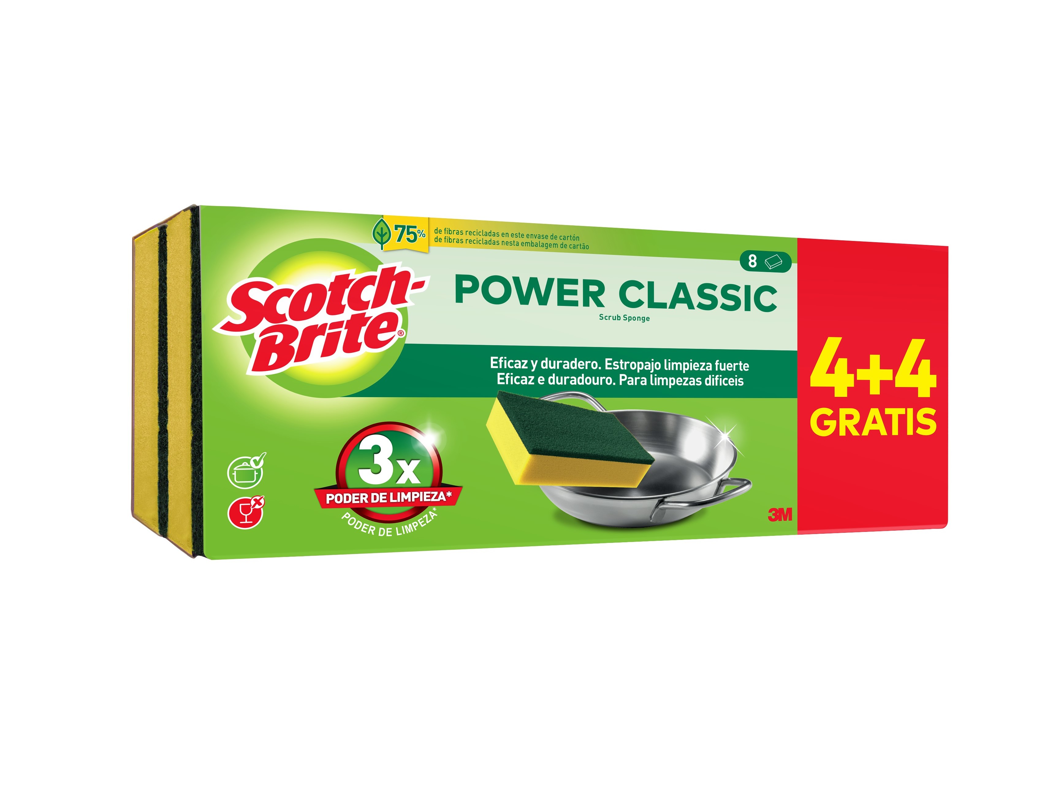 ESFREGÃO SCOTCH-BRITE VERDE COM ESPONJA 4 4 UN