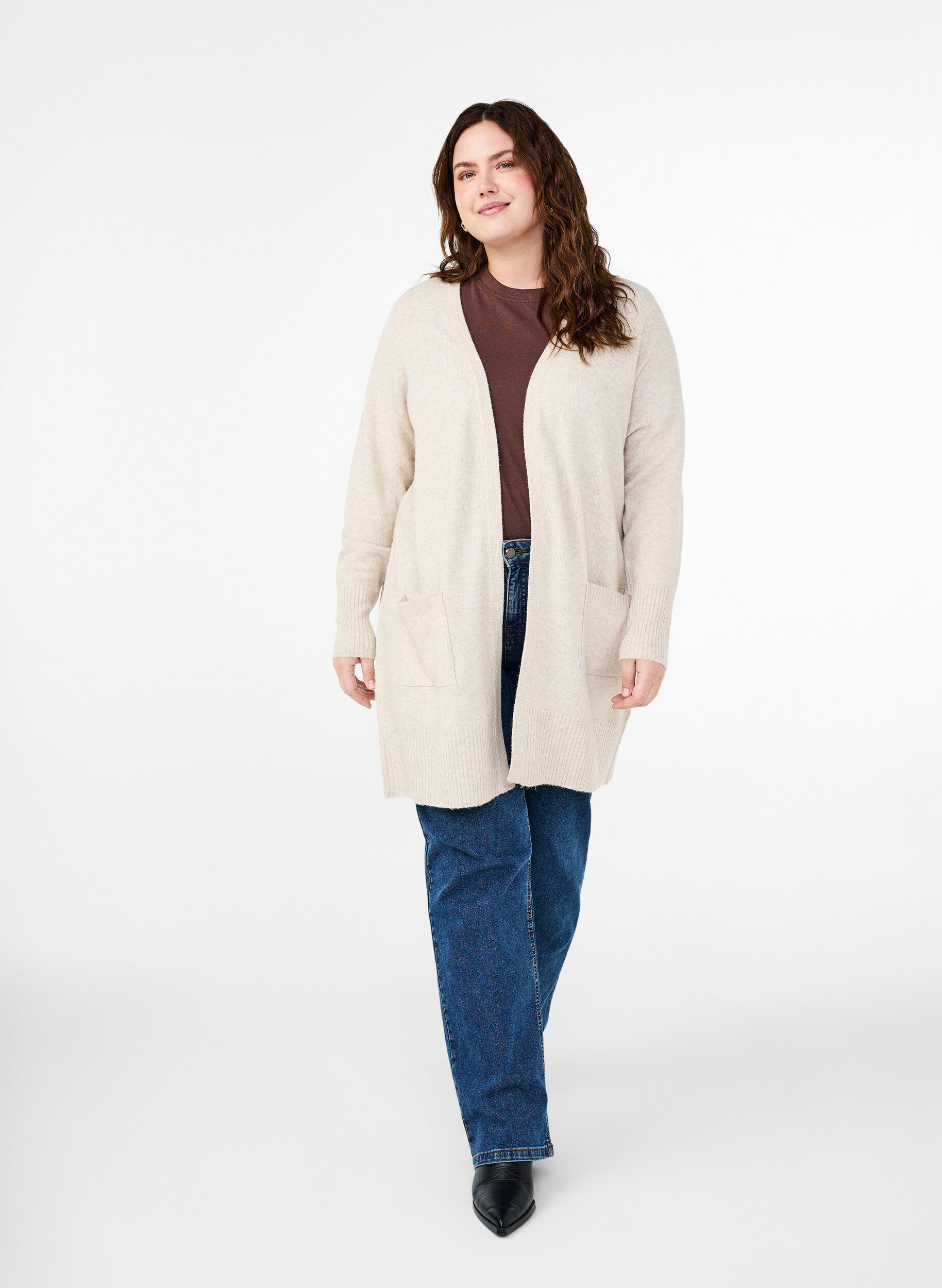 Meleret strik cardigan med lommer