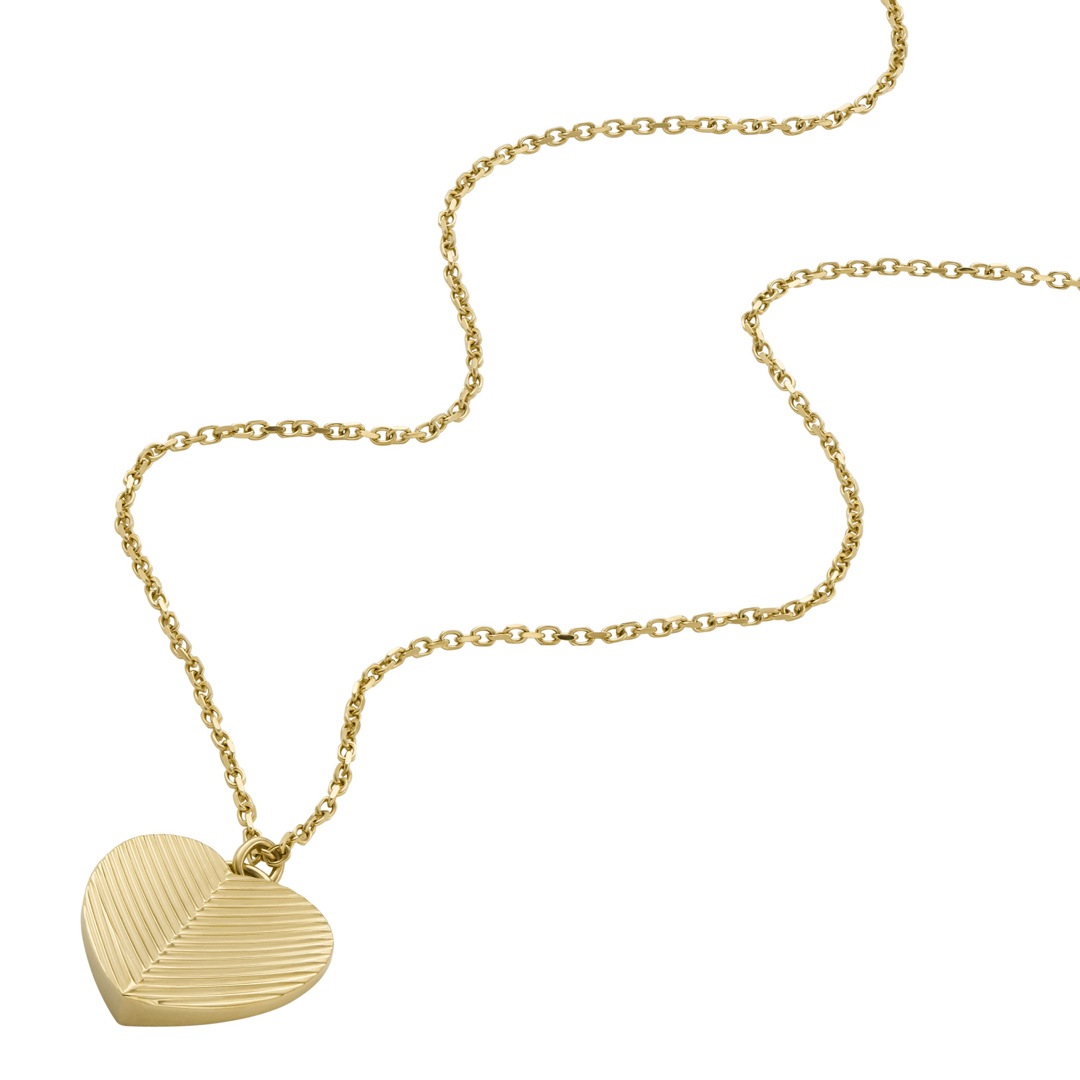 Fossil Halskette Harlow Linear Texture Heart Goldig