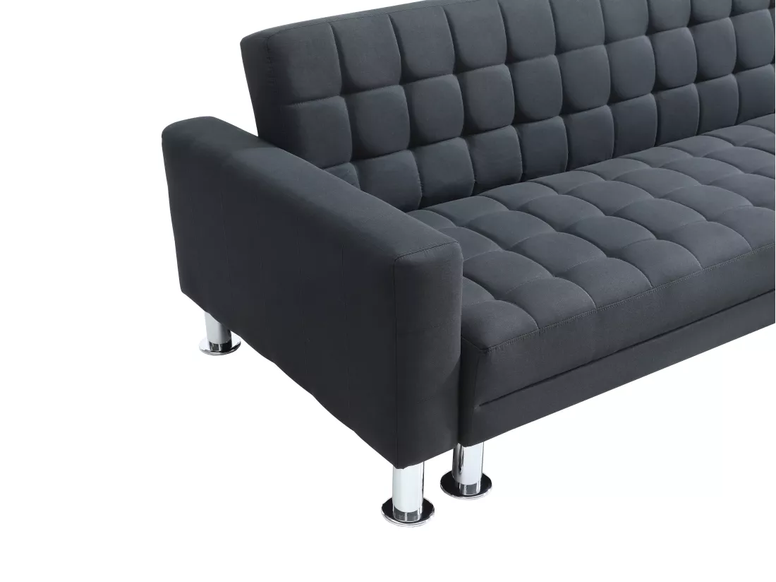 Canapé d'angle convertible et réversible en tissu noir WILLIS II