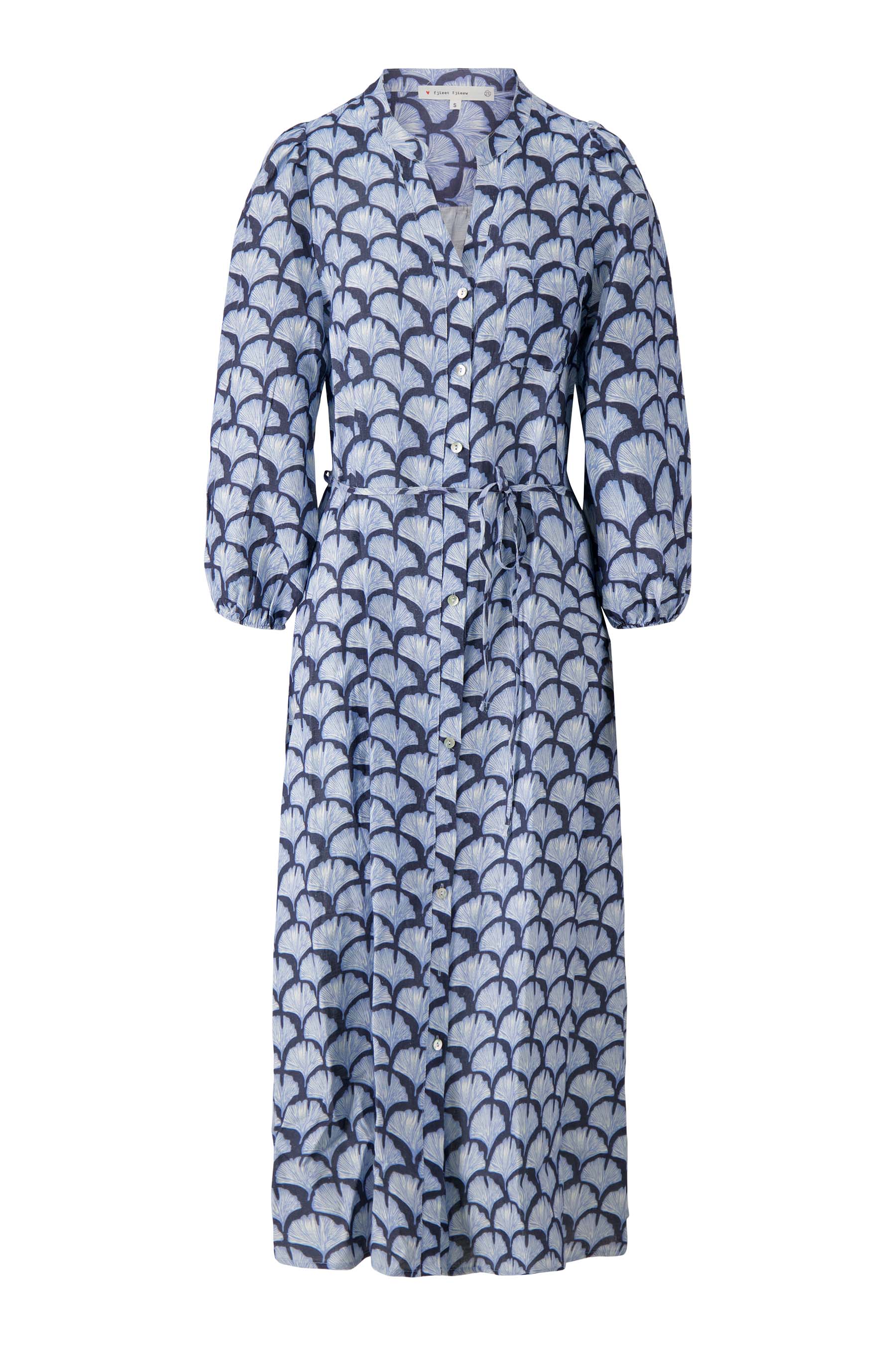 waaierprint jurk met korte mouwen