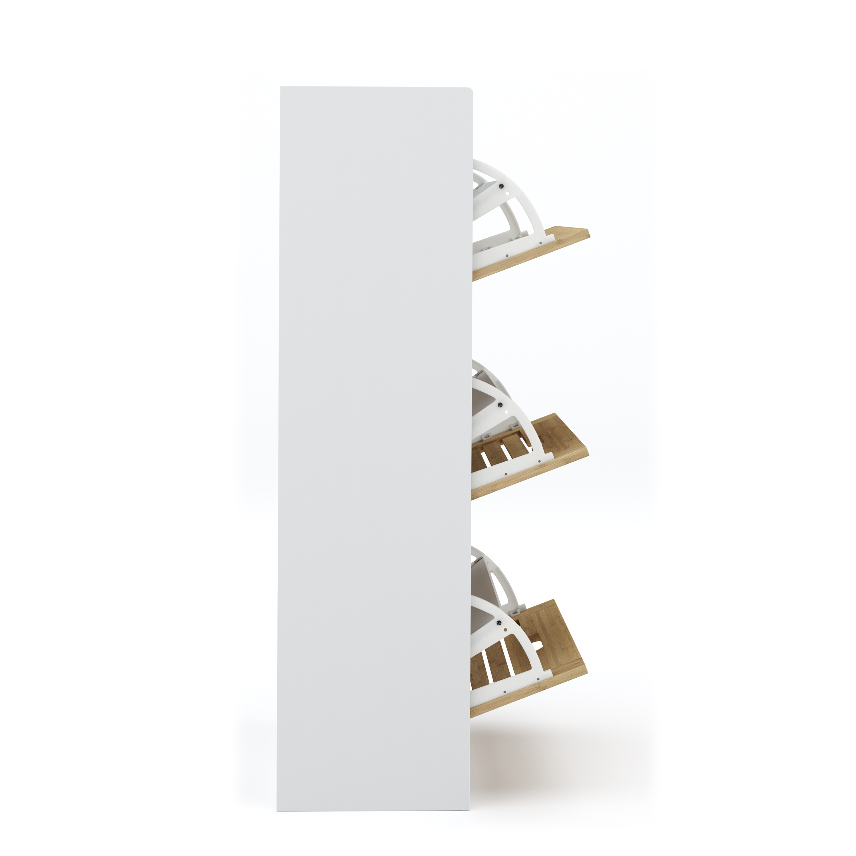 Schuhschrank KAMALIA 55 x 30 x 112 cm weiss/hellbraun