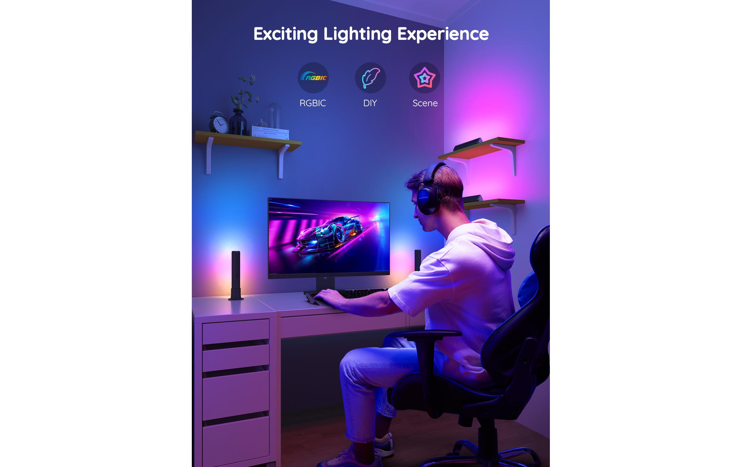 Lichtbalken Flow Plus, RGBICWW, WiFi + BluetoothSmarte Lichtbalken für Displays mit Grösse bis 45 Zoll