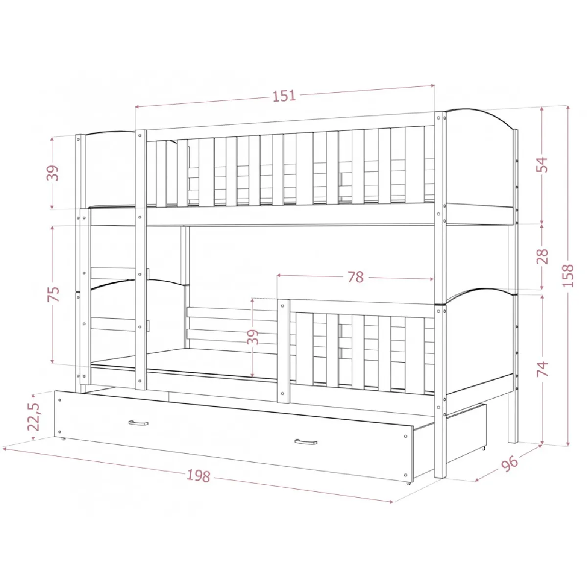 kids literie TOMY 3 places 90x190