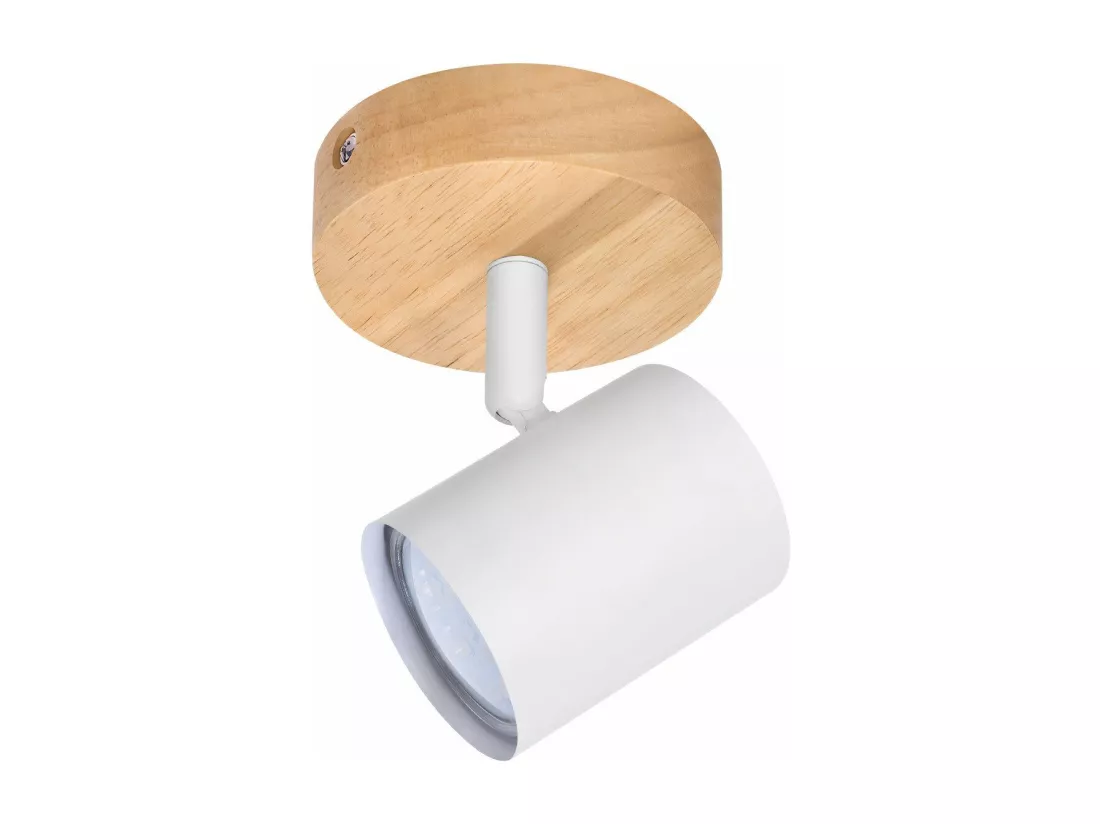 NETTLIFE Plafonnier LED 1 flamme - Blanc Plafonnier GU10 Spot pivotant Applique murale en bois Spot mural pour salon chambre Sans ampoule