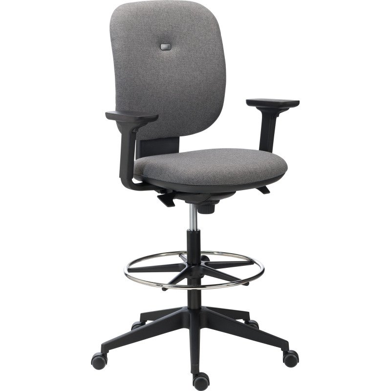 Chaise de bureau Alia tissu anthracite - dossier bas - avec ou sans accoudoirs - mécanisme Synchrone - pieds noir - repose pieds