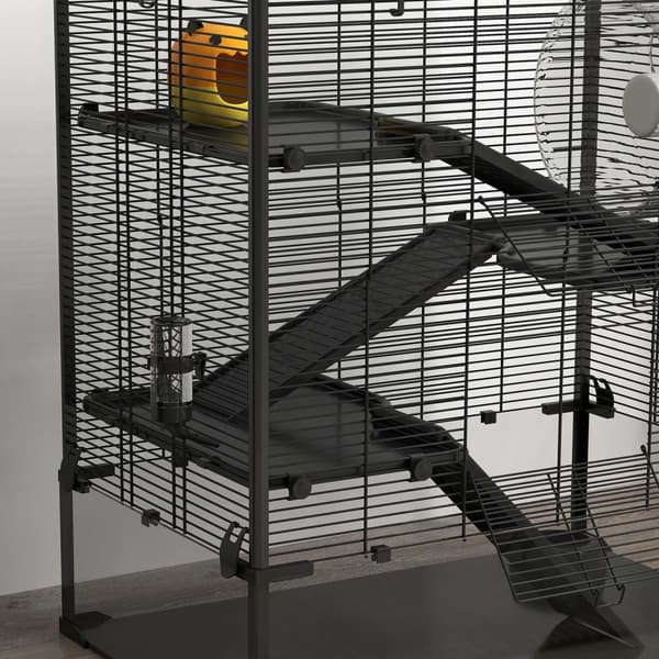 Hamsterbur for dverghamstere, 4-lags gnagerbur med glassbunn, hytte, balansehjul, ramper, matskål, smådyrsbur dverghamsterbur 78,5 x 48,5 x 80 cm svar