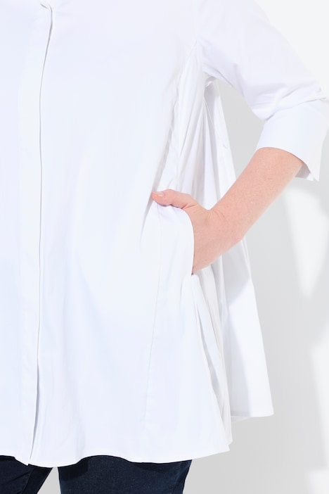 Bluse, Godeteinsätze, A-Linie, Hemdkragen, 3/4-Arm