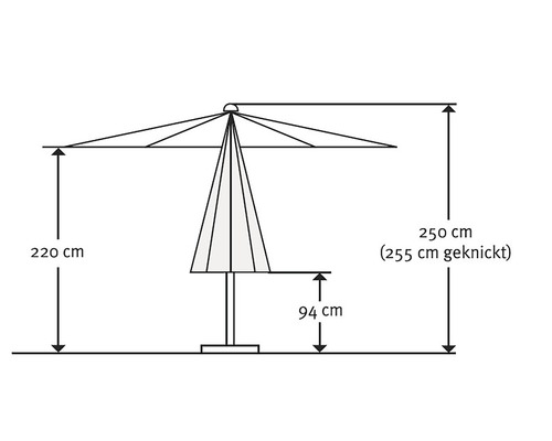 Schneider Tunis parasol, 270 x 150 x 250 cm, polyester 160 g/m², antraciet