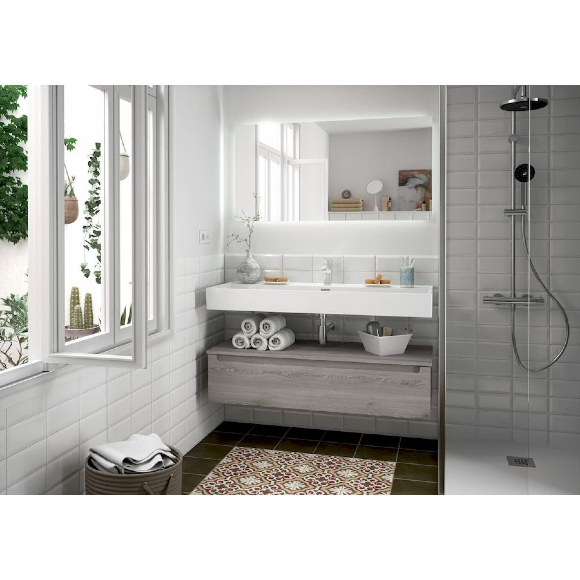 Muebles Veneto keramische wastafel 100x46cm met 1 kraangat wit