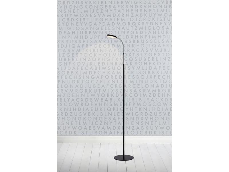 Markslöjd Stehleuchte Flex, 3000K, 5W, Schwarz/Chrom Stehlampe mit flexiblem Arm