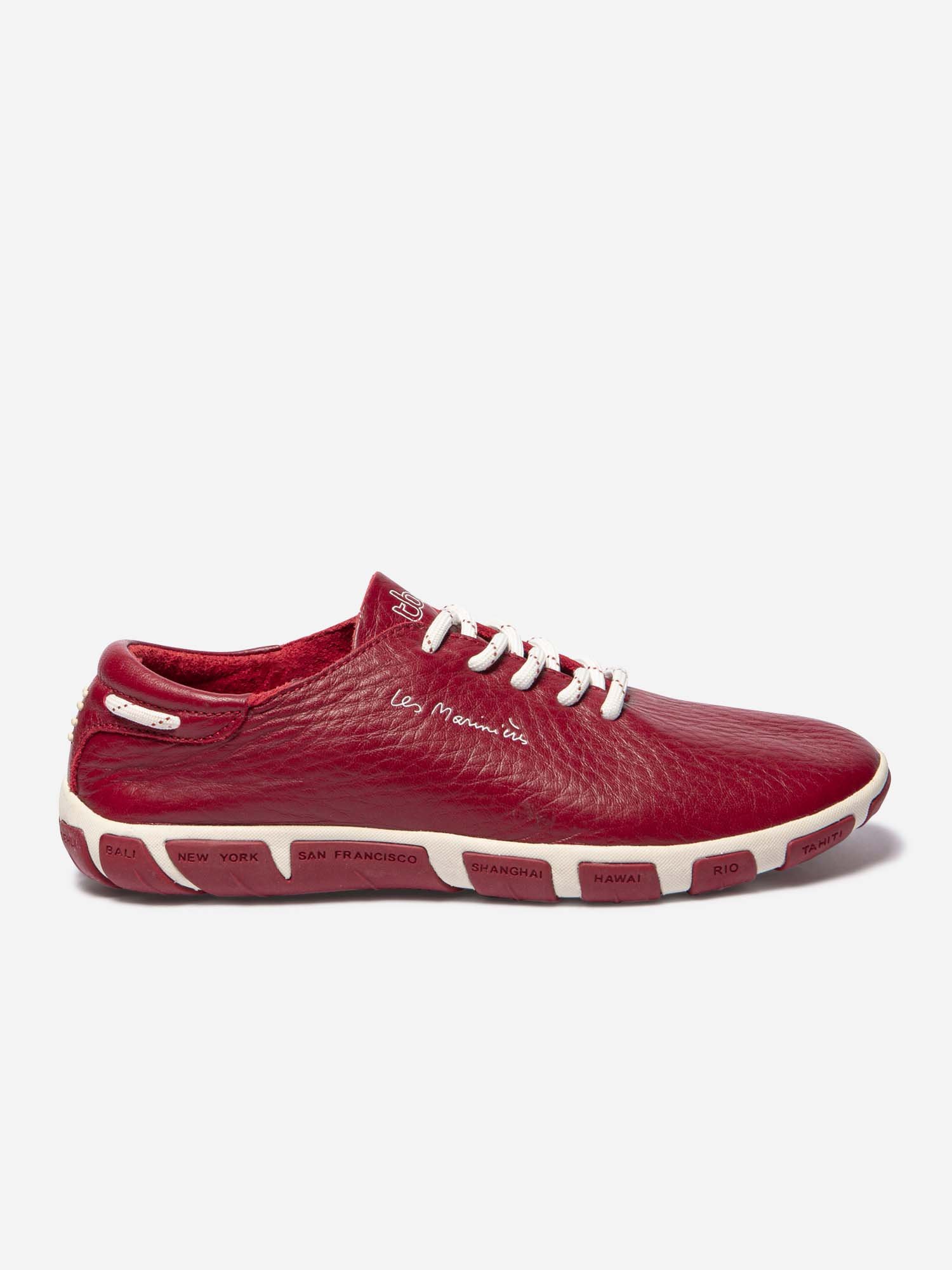 Tennis Femme Confort Cuir Rouge