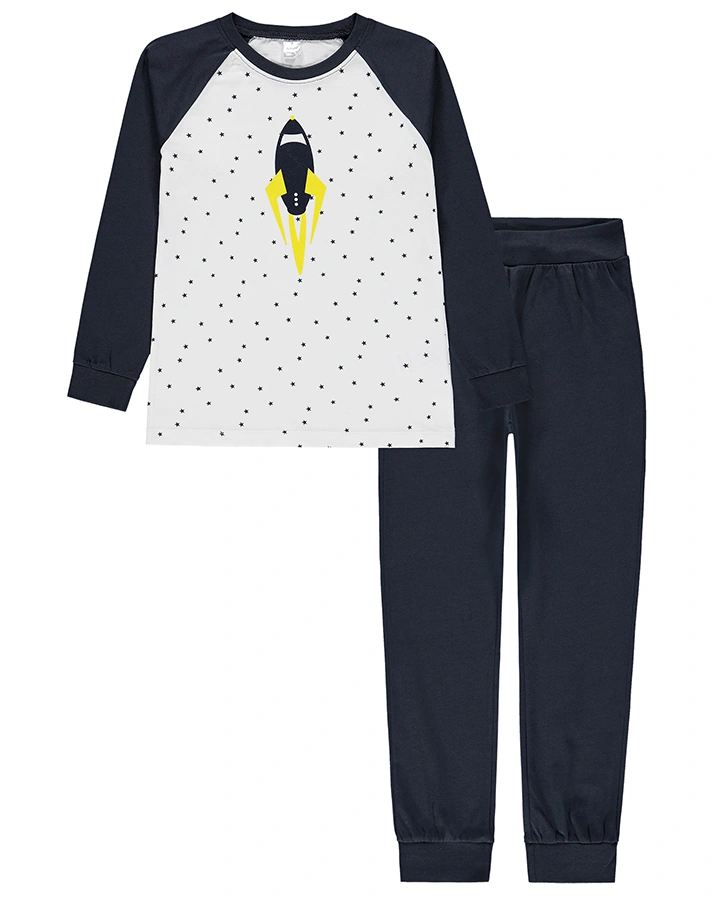 Schlafanzug OUTER SPACE 2-teilig lang in navy