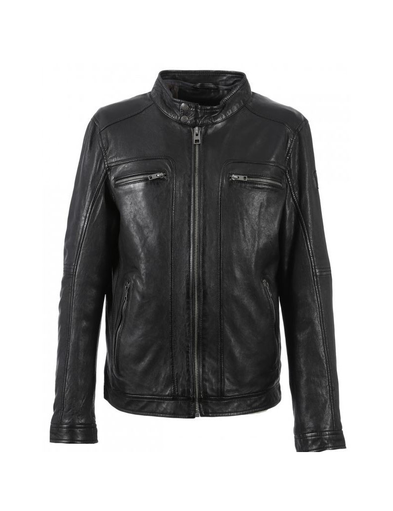 OAKWOOD BLOUSON DRINK EN CUIR CAPUCHE AMOVIBLE NOIR HOMME