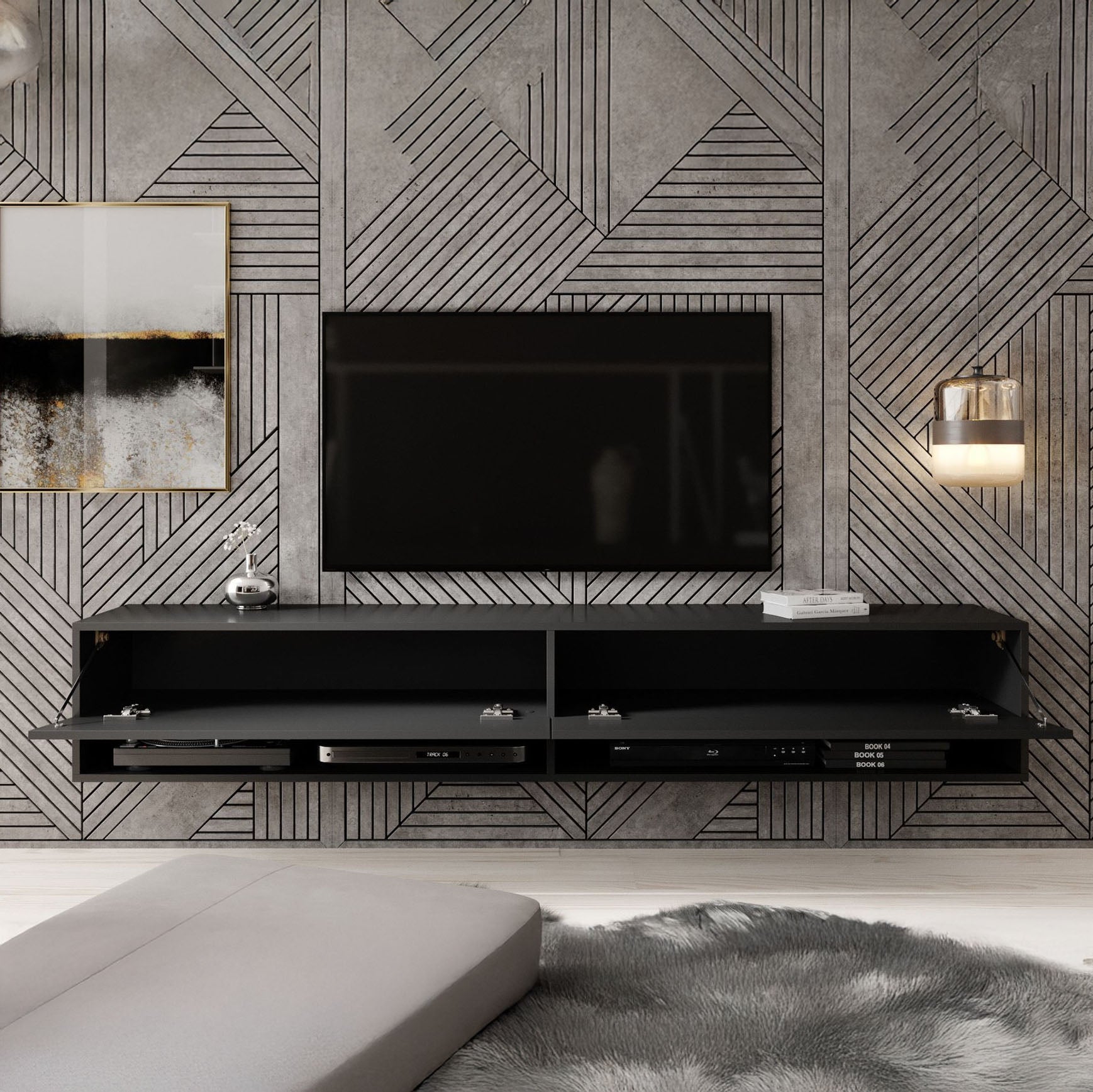 Asino - TV-Meubel - Mat zwart - 180 cm