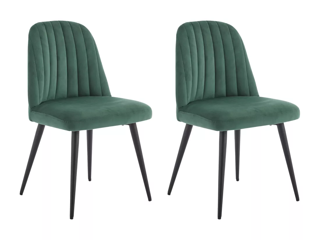 Lot de 2 chaises en velours et métal noir - Vert - ELEANA