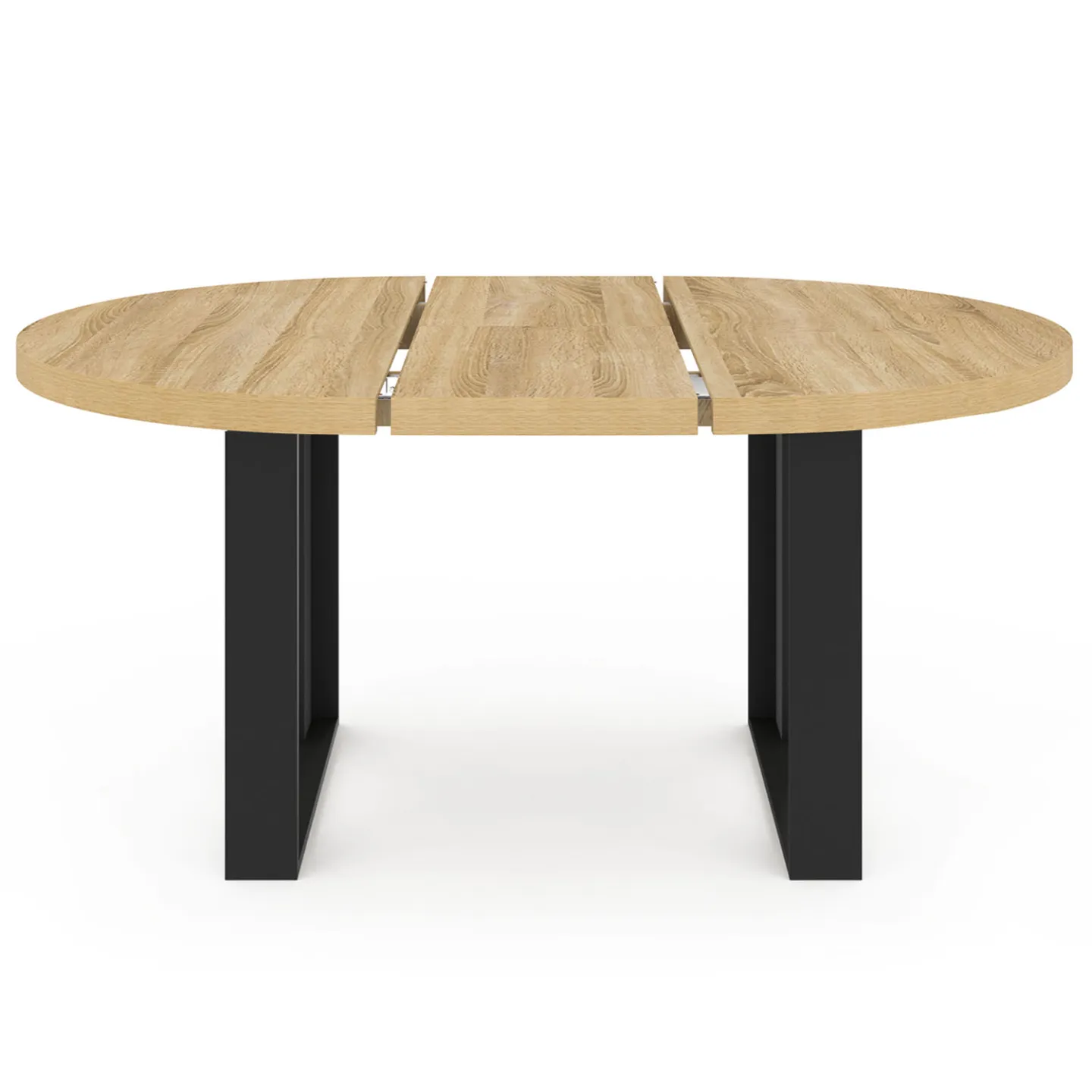 Table à manger extensible ronde PHOENIX 4-6 personnes bois et noir 110-150 cm