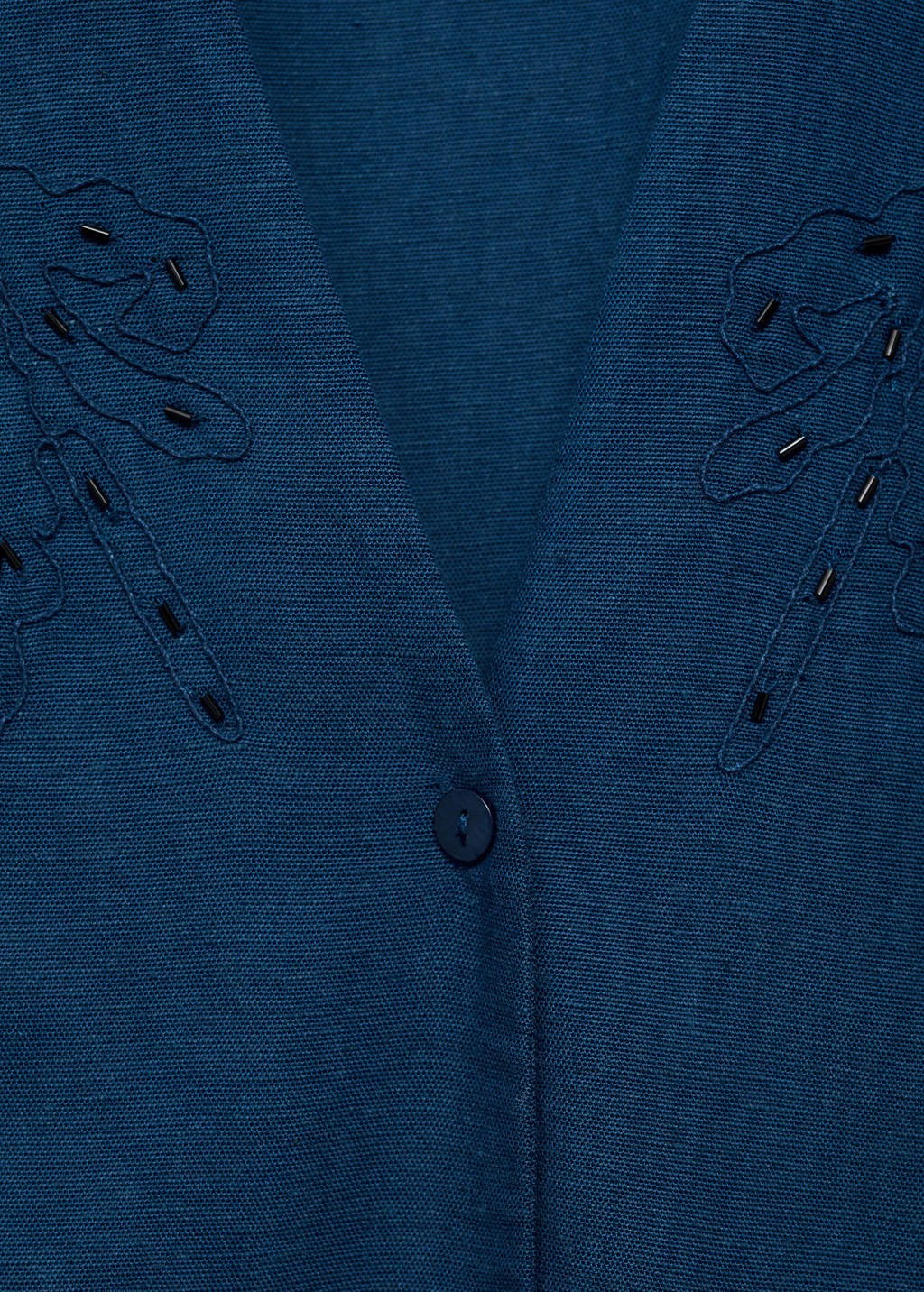 MANGO TEEN gilet met linnen donkerblauw