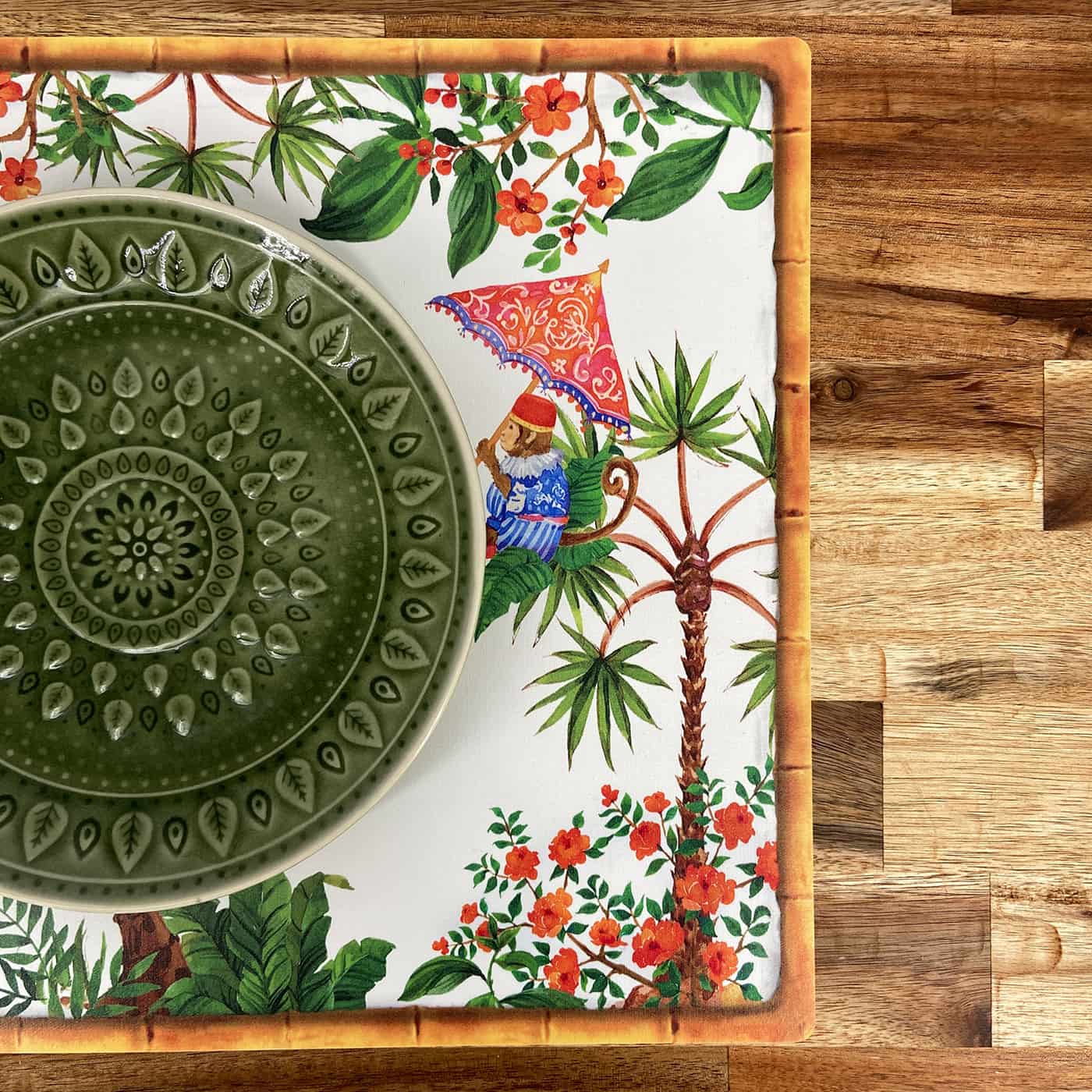 Set de table rectangulaire (40 x 30 cm) lot de 6 - singes de bali