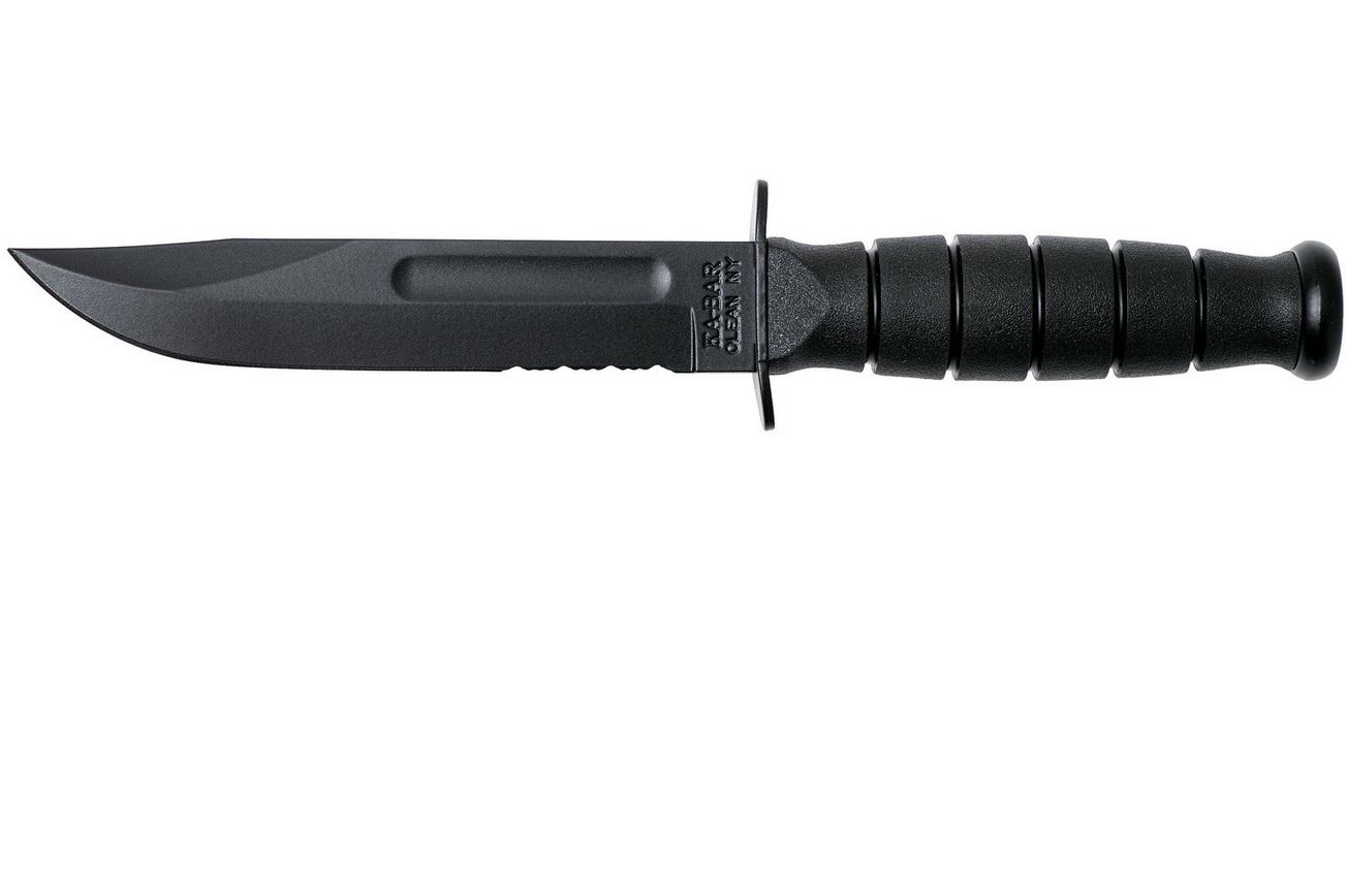 KA-BAR Short 1259 deels gekarteld, vaststaand mes, kunststof foedraal