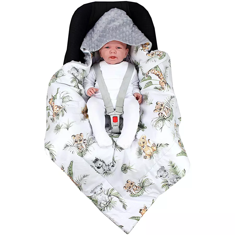 TupTam Baby Winter Einschlagdecke für Babyschale Wattiert grüngrau